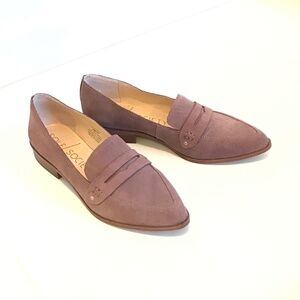 SOLE SOCIETY Penny Loafers Suede Flats Jessica Dusty Plum Women’s Size 9M